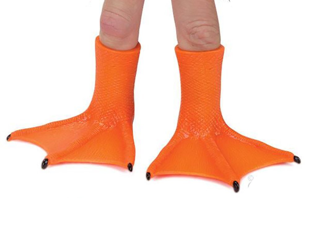 Accoutrements MTS Duck Feet on a hand, playful front view for photos