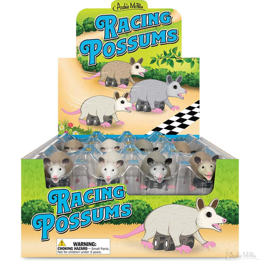 Accoutrements Racing Possums mini-racers in action for fast-fun play.