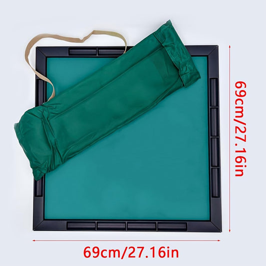 Accskzo Mahjong Mat built-in grooves keep chips and scores tidy during play.