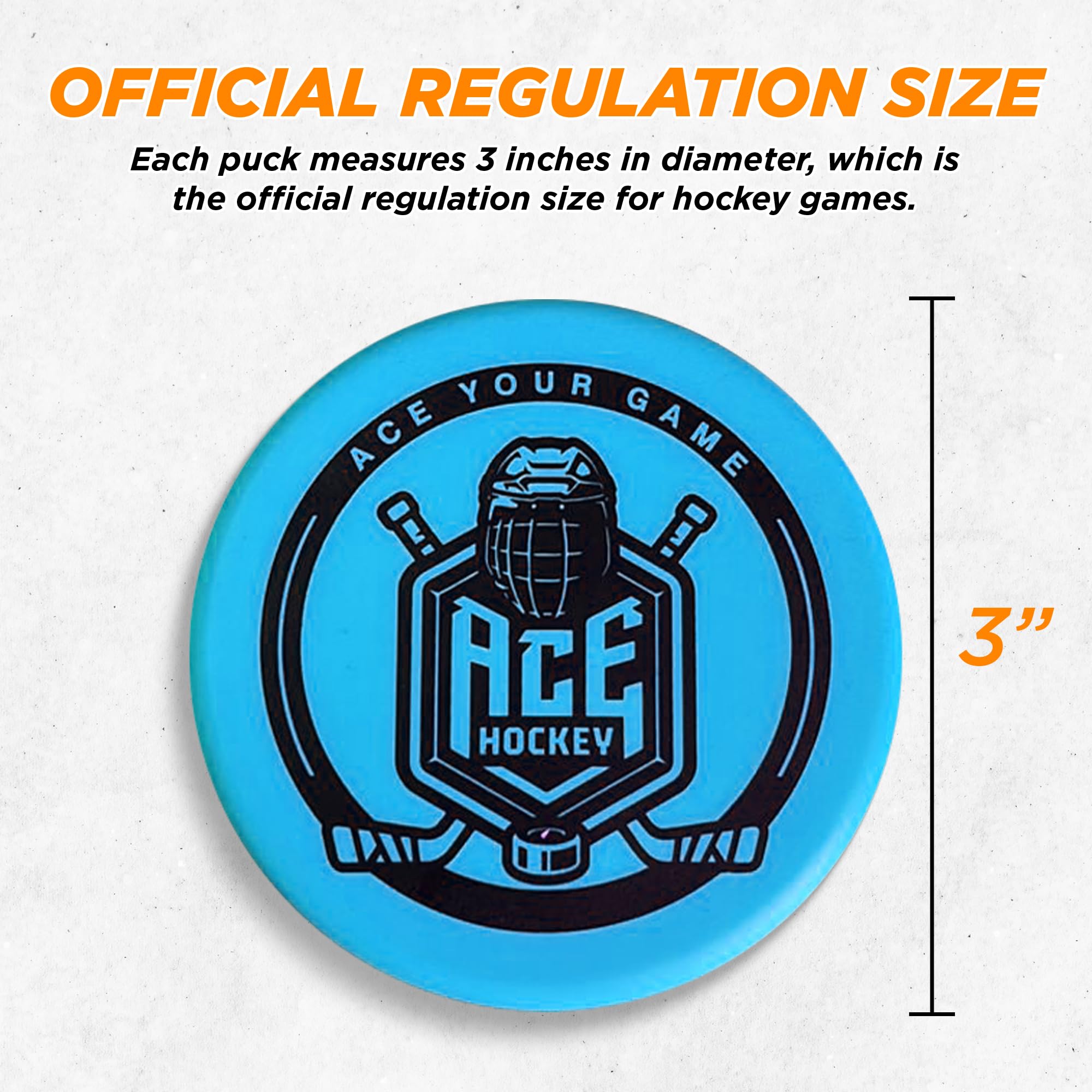 ACE HOCKEY foam pucks gliding across a floor for versatile indoor use.