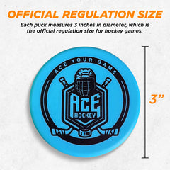 ACE HOCKEY foam pucks gliding across a floor for versatile indoor use.