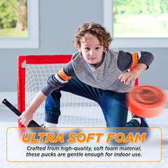 ACE HOCKEY purple foam puck for easy handling during indoor drills.