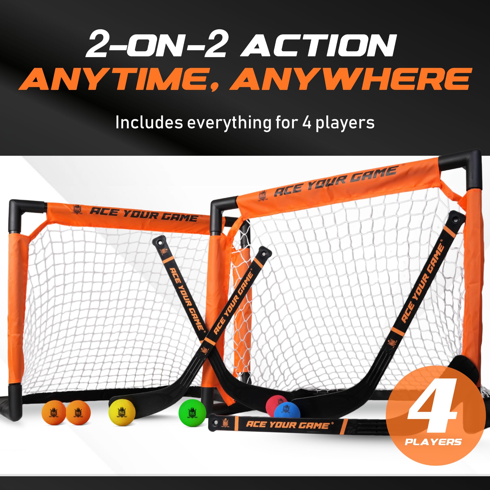 ACE HOCKEY gift-ready knee hockey set for young players