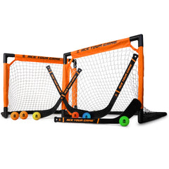 ACE HOCKEY shinny set with two goals for versatile indoor or outdoor play
