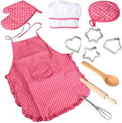 Acekid Rose Red Apron for kids keeps clothing clean during cooking and role-playing