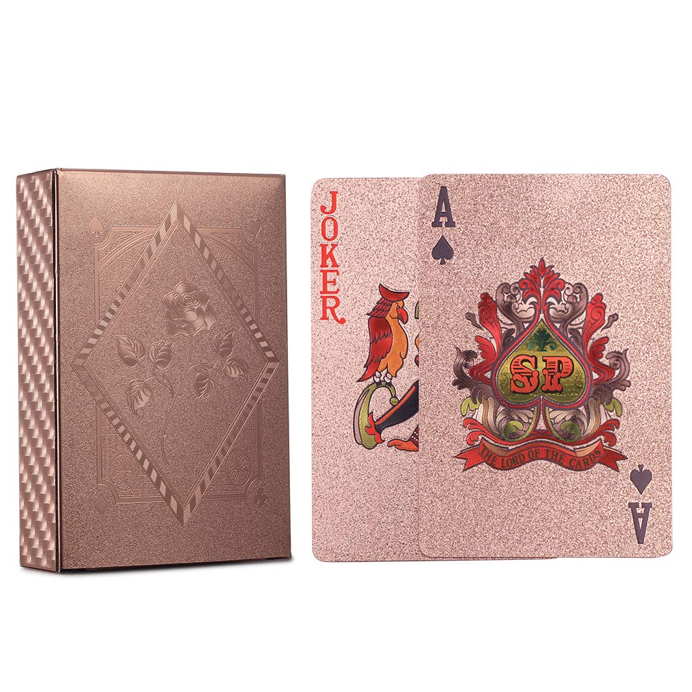 ACELION rose gold waterproof deck ideal for beach games and bar nights.