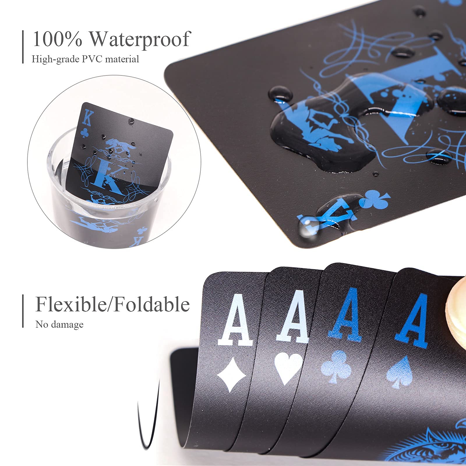 ACELION Wolf Deck cards closeup highlights durable PVC waterproof material.