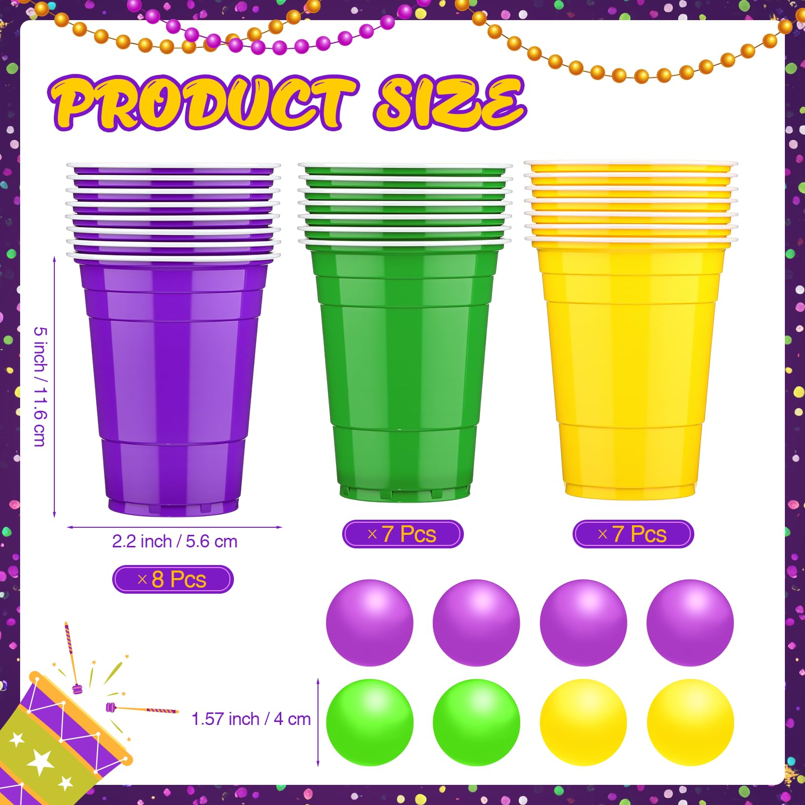 Acellegic Mardi Gras cup in green for vibrant table decor