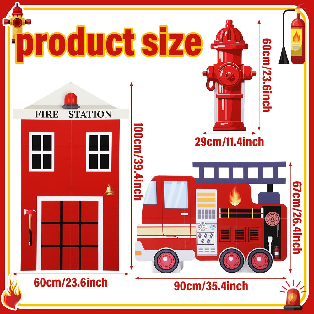 AceOrbit firetruck decor measures 36 inches for a bold birthday centerpiece.