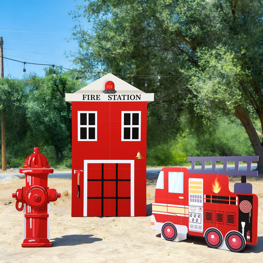 AceOrbit firetruck side-view decor creates dynamic party photos.