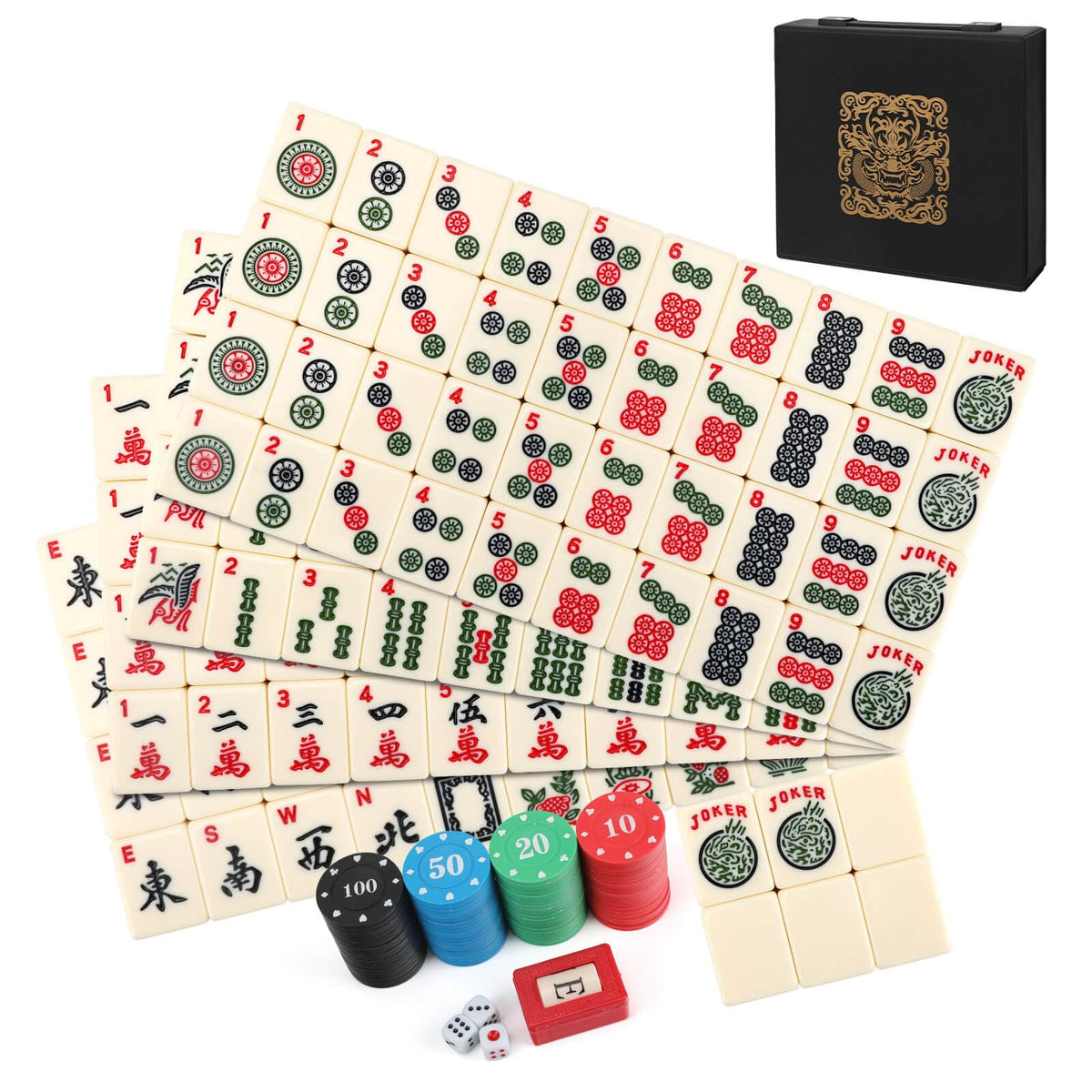 Aceshmir American Mahjong tiles close-up with durable melamine for smooth play