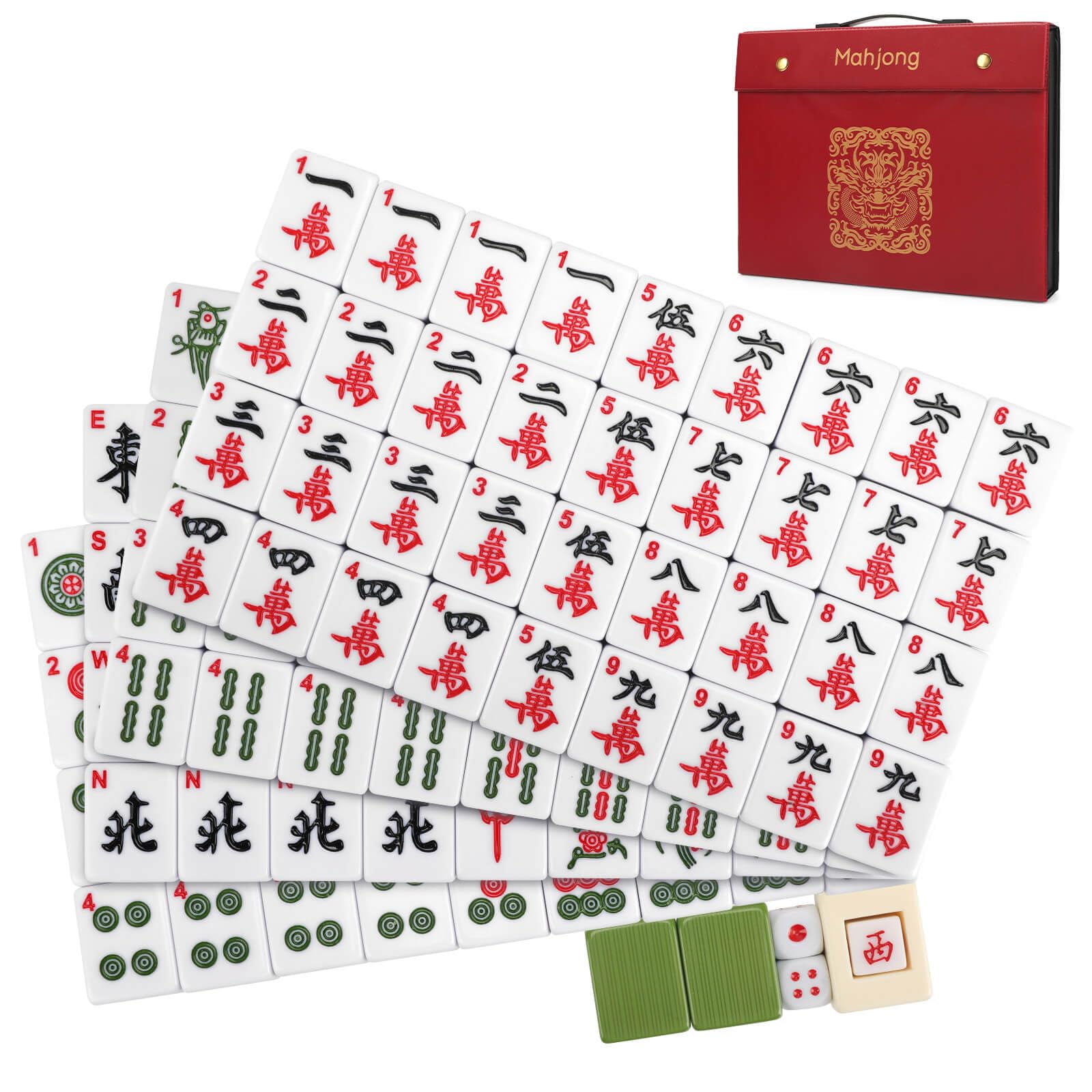 Aceshmir Mahjong tiles, 146 pieces, ideal for traditional gameplay and family fun.