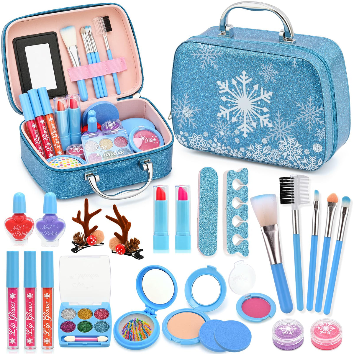 ACGASK real washable makeup kit case with mirror keeps pretend play organized