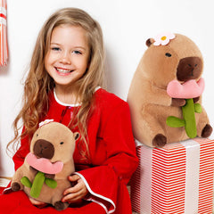 Achwishap Capybara Plush 16-inch face close-up, ideal gift.