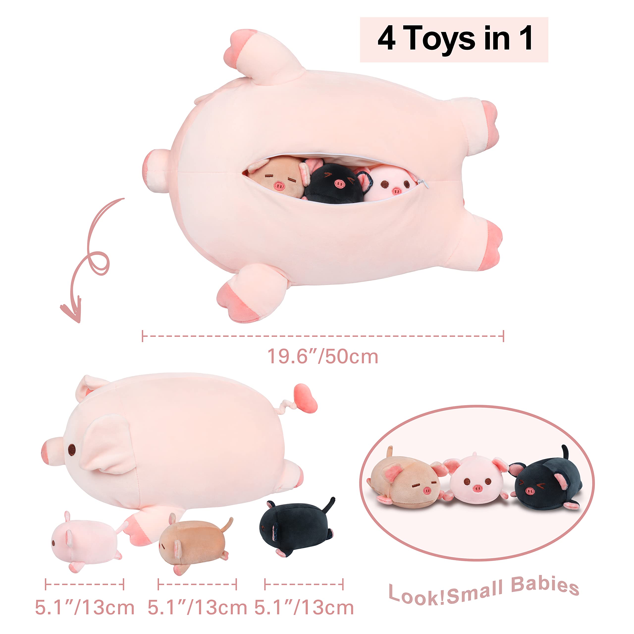 Achwishap pig baby plush 5.1-inch each, ideal mini companions for bedtime stories.