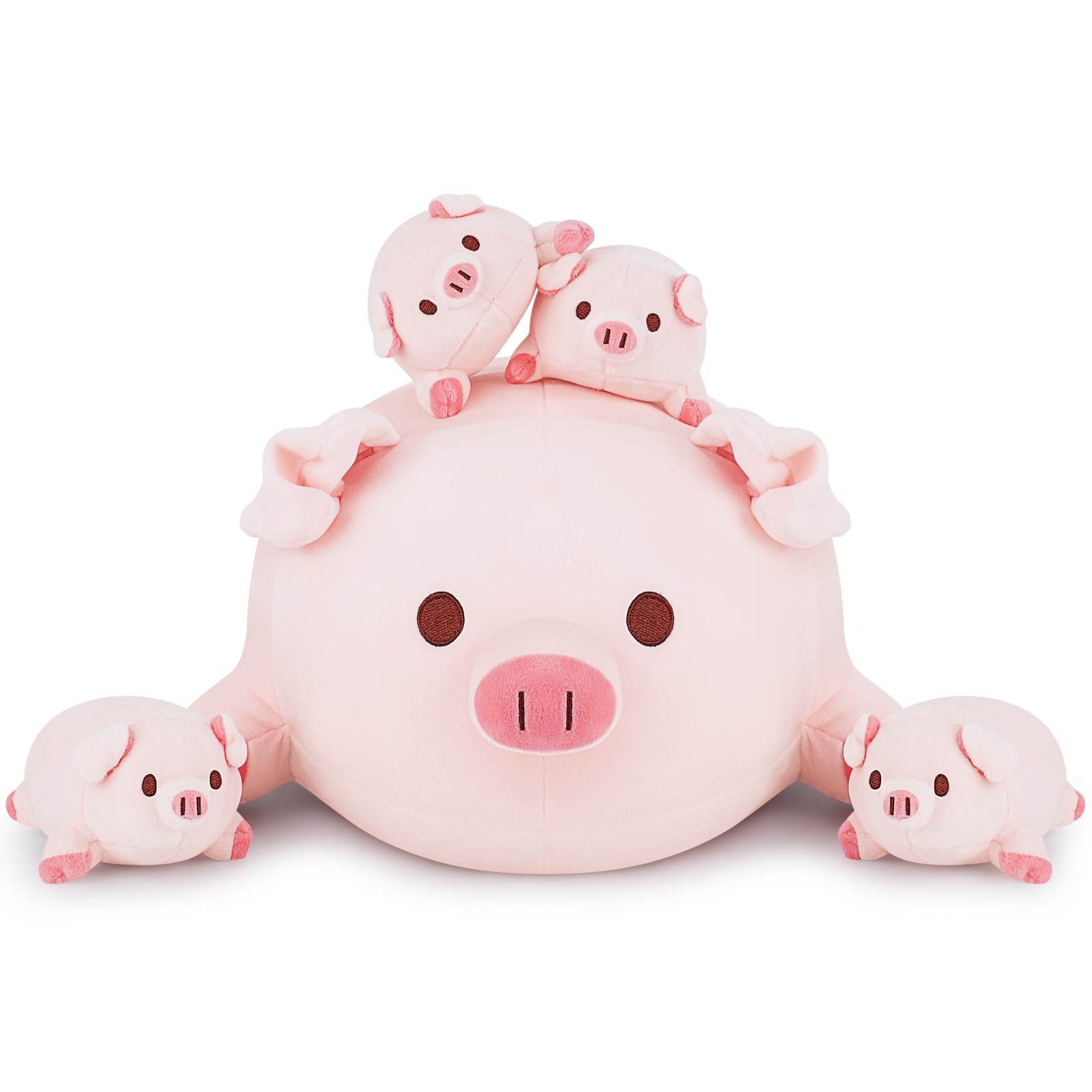 Achwishap pig family babies plush 4-inch, tiny snuggle partners for kids.