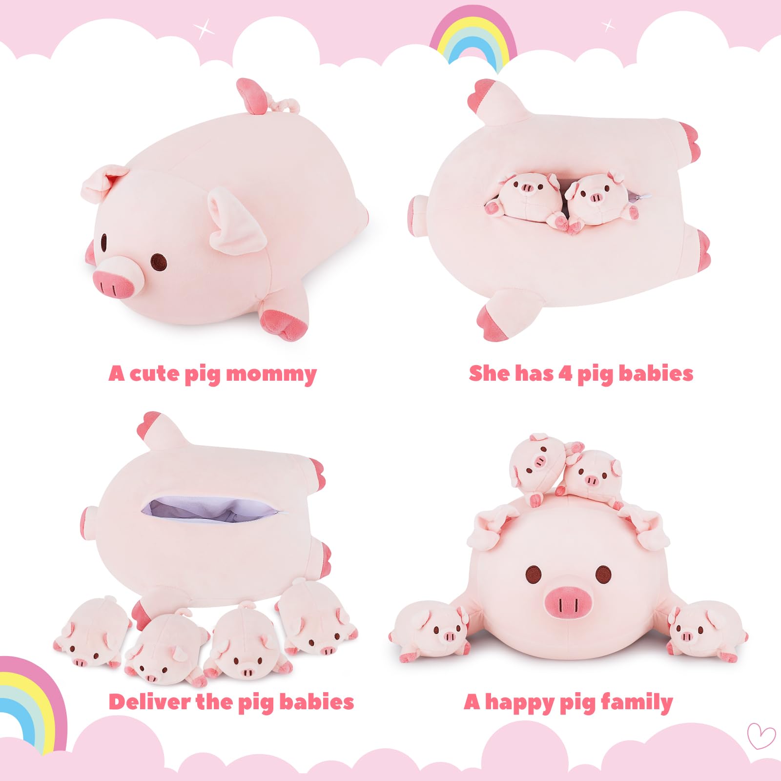 Achwishap pig family pillow, versatile lounging companion.
