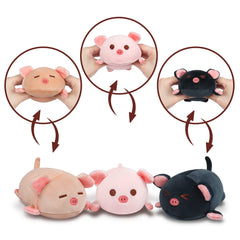 Achwishap pig family plush set, a complete four-piece cuddly decor and toy collection.