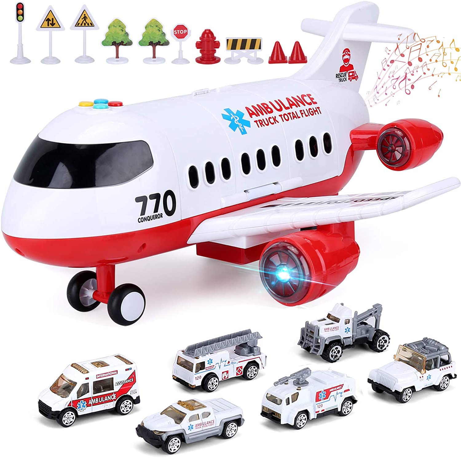 Acksonse ambulance airplane toy 15in with safe design and play-ready features.