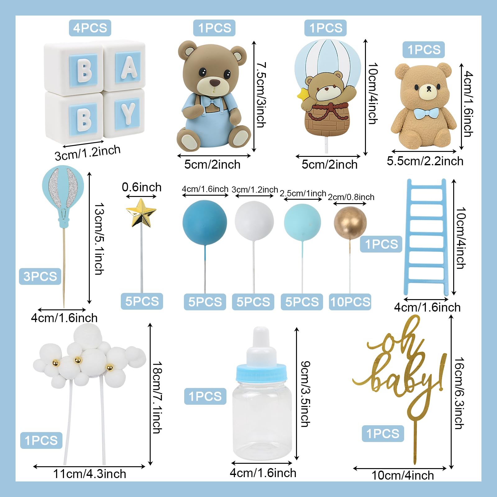 Acmee BABY letters topper adds baby shower flair.