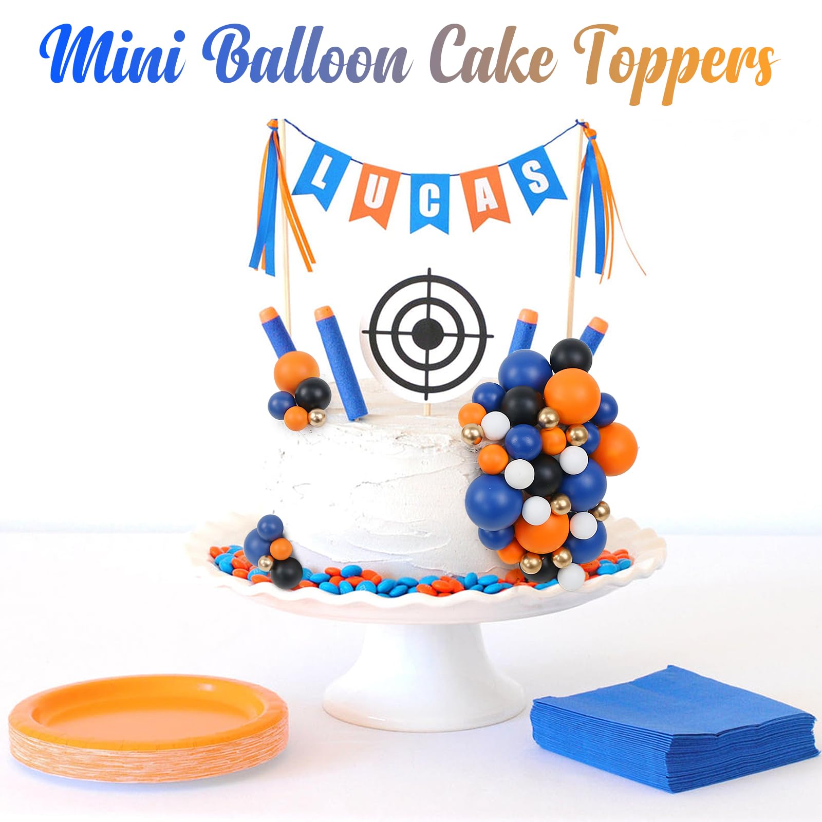 Acmee toppers arranged on a cake display for a polished look