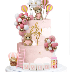 Acmee bear cake toppers decorate with pink bears for playful appeal.