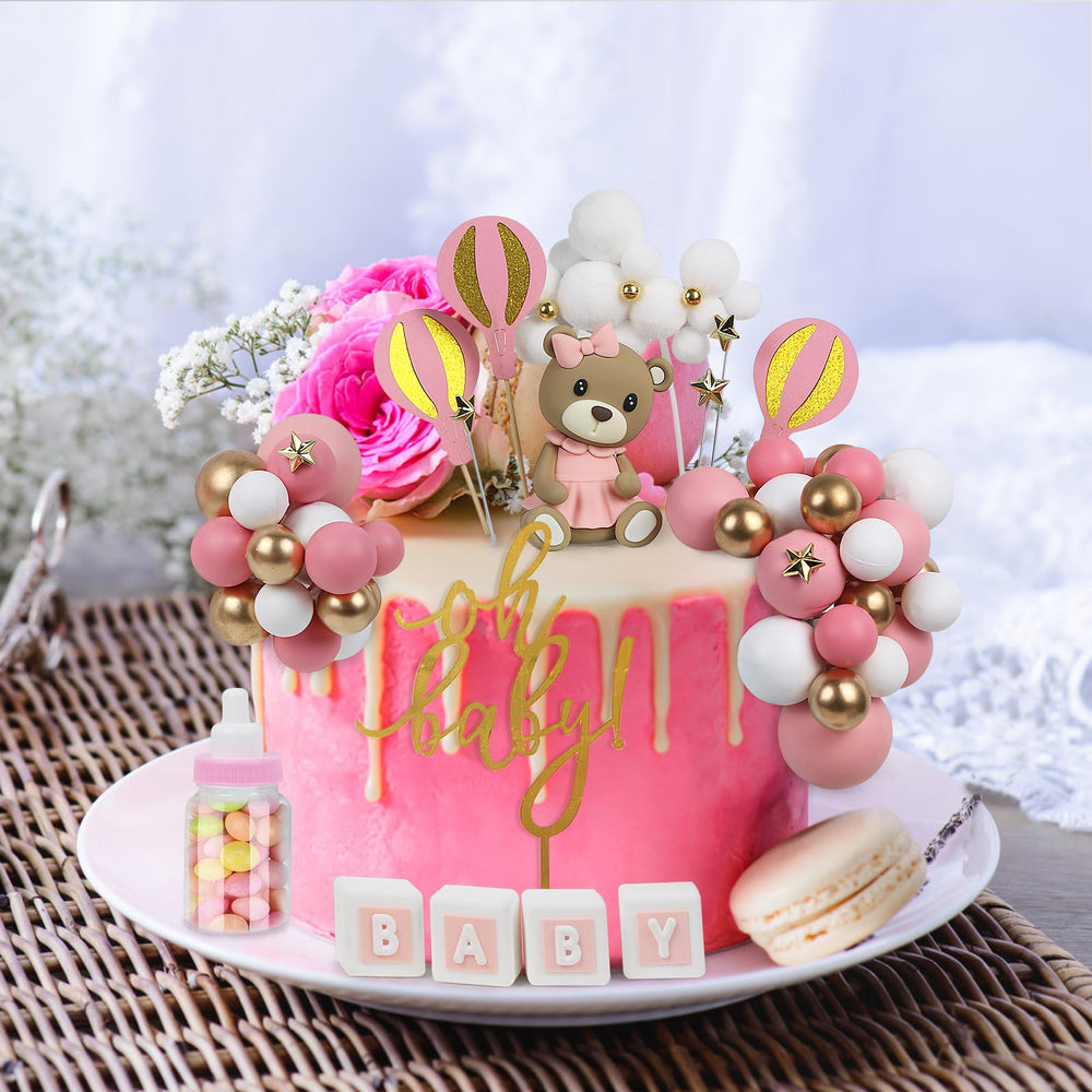 Acmee pink ladder topper provides whimsical height and style.