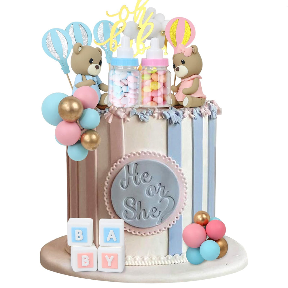 Acmee gold star toppers pair with blue pink foam balls for festive party decor.