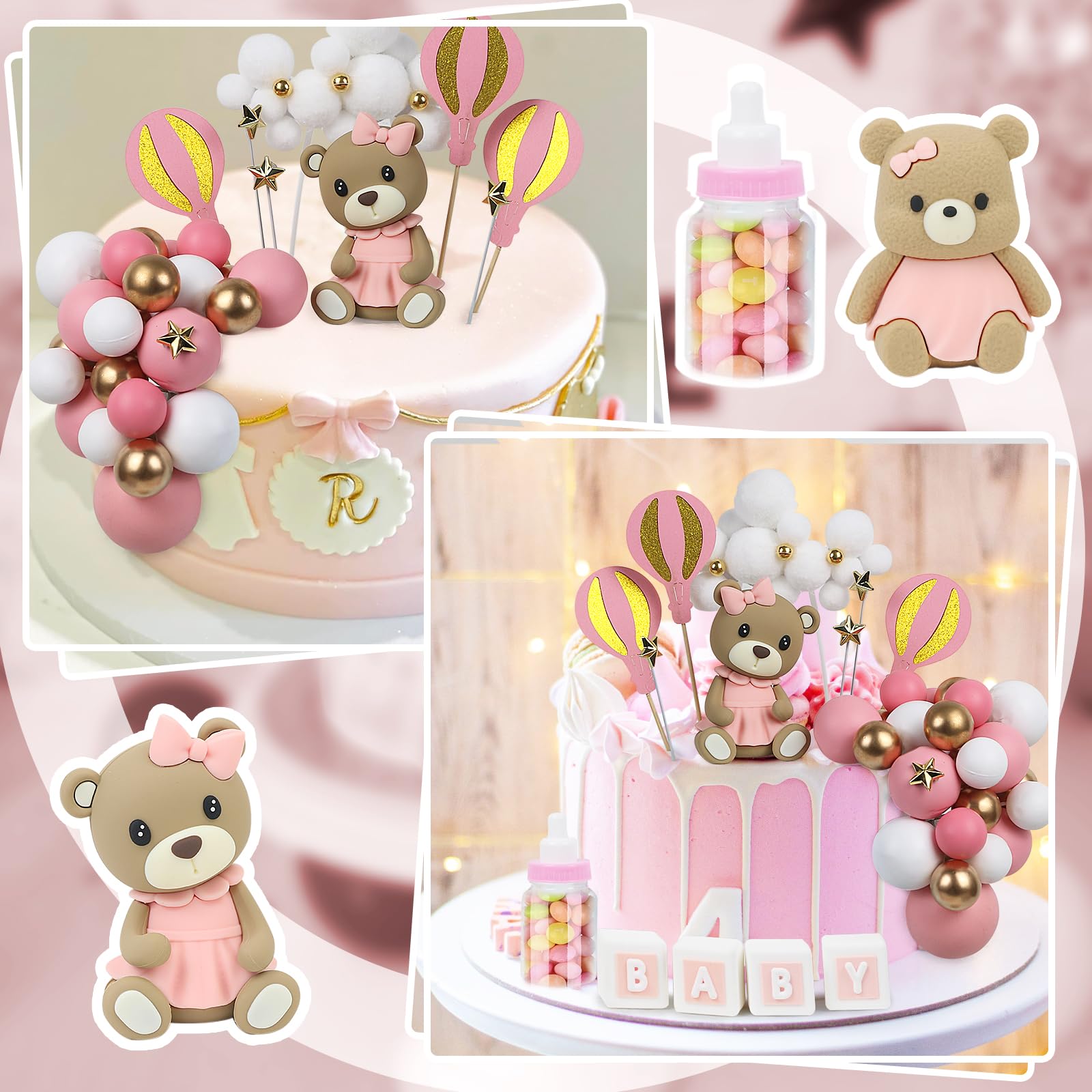 Acmee mini milk bottle topper adds cute baby shower detail.