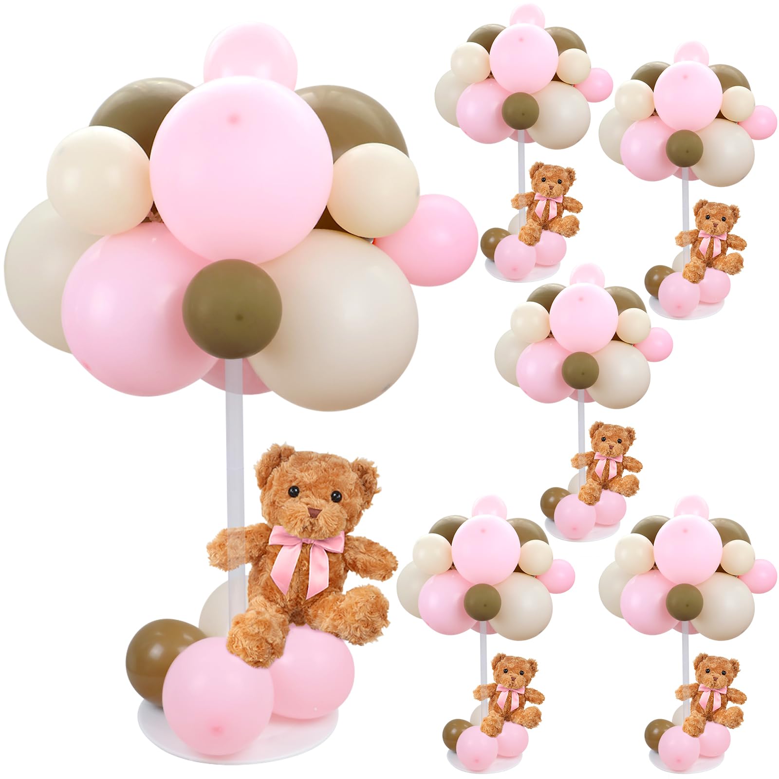 Acmee pink bear table centerpiece adds plush charm to baby shower tables.