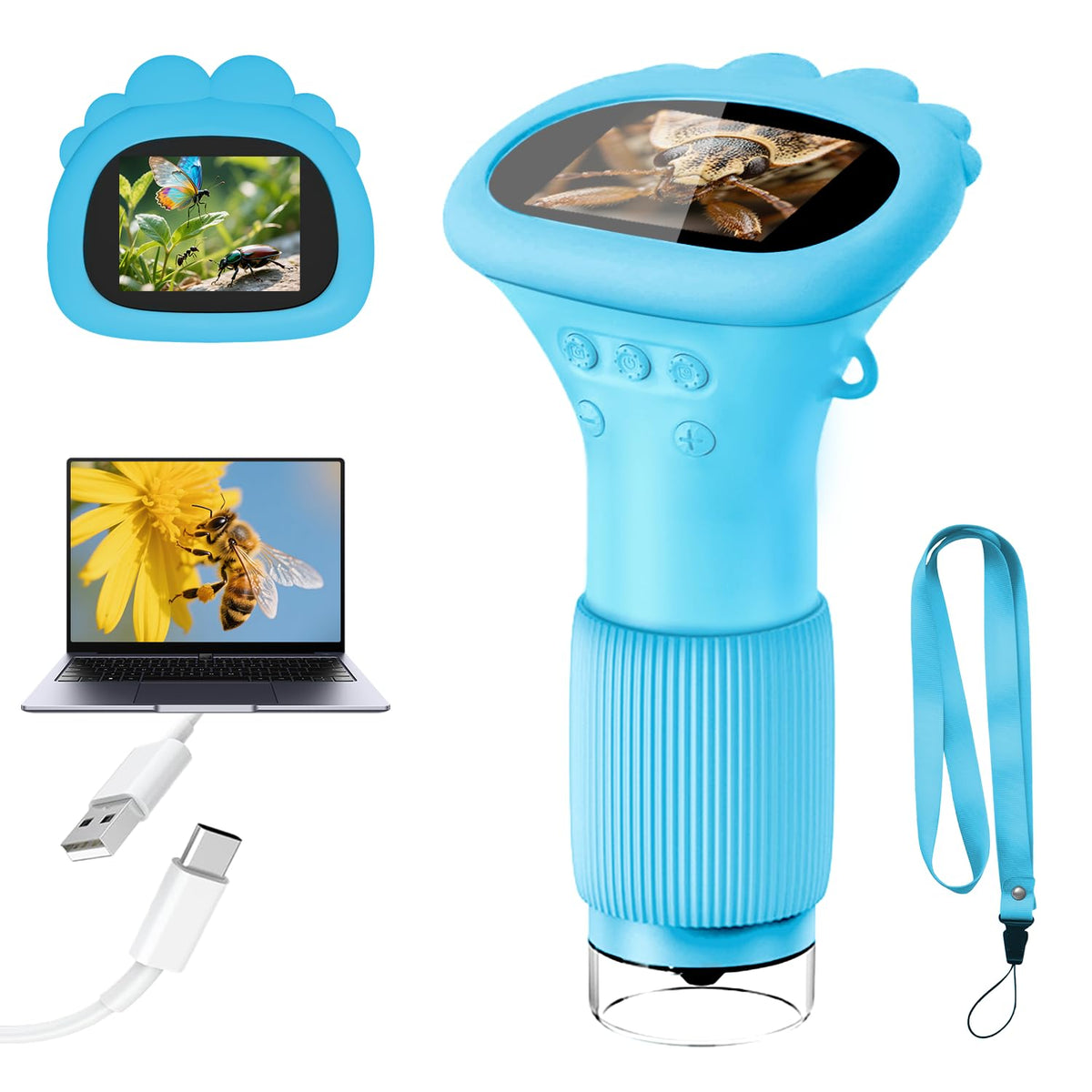 Acoath Kids Microscope with a 2-inch screen enables easy magnified exploration.