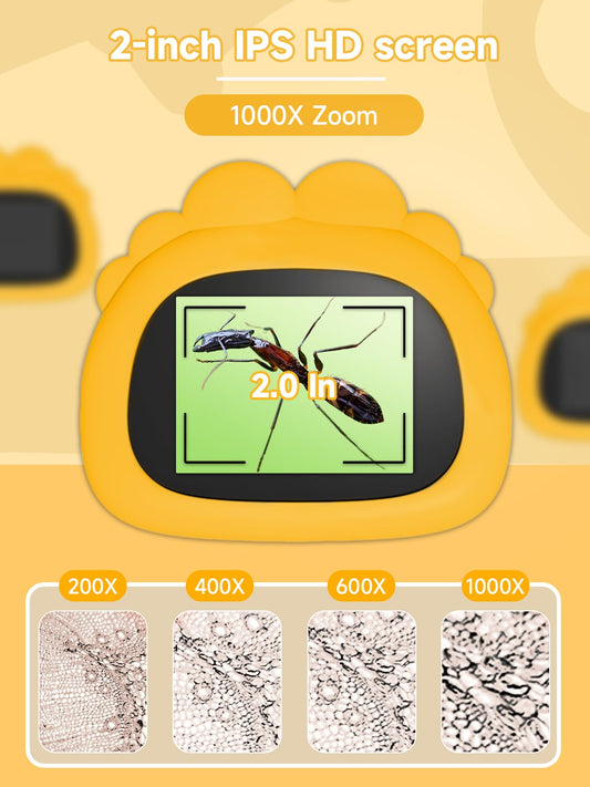 Acoath microscope delivers 1000X magnification for close-up observations.