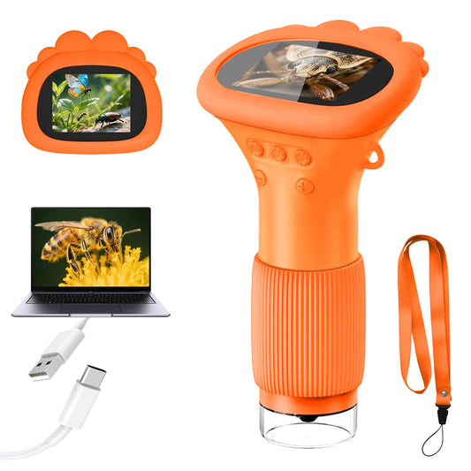 Acoath Kids Microscope with 2 inch screen for bright, easy viewing.