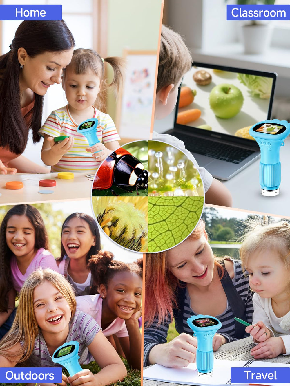 Acoath microscope connects via USB-C for real-time viewing on computer.