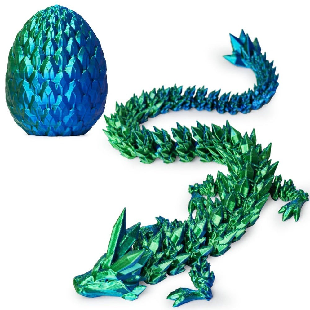 ACTICO dragon egg 3D printed blue-green front view, a striking 12-inch decorative centerpiece.
