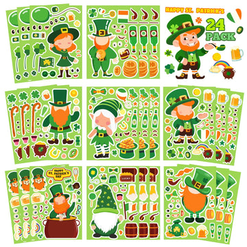 Actilize leprechaun designs stickers for kids, ideal for classroom activities.