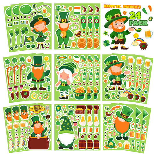 Actilize leprechaun designs stickers for kids, ideal for classroom activities.