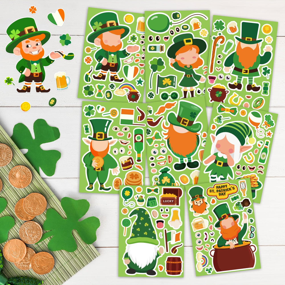 Actilize shamrock patterns stickers for kids, perfect as party favors.