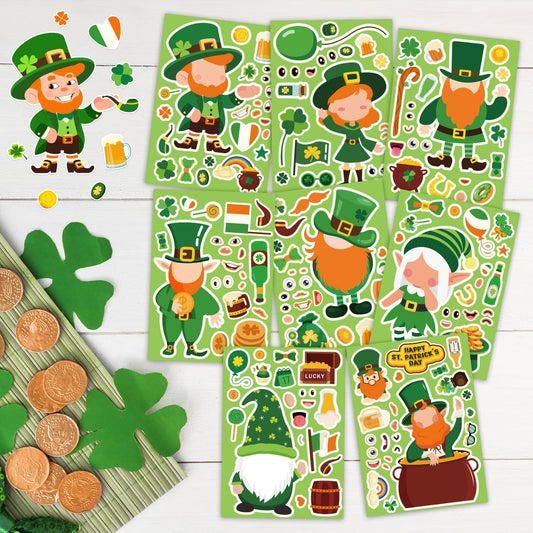 Actilize shamrock patterns stickers for kids, perfect as party favors.