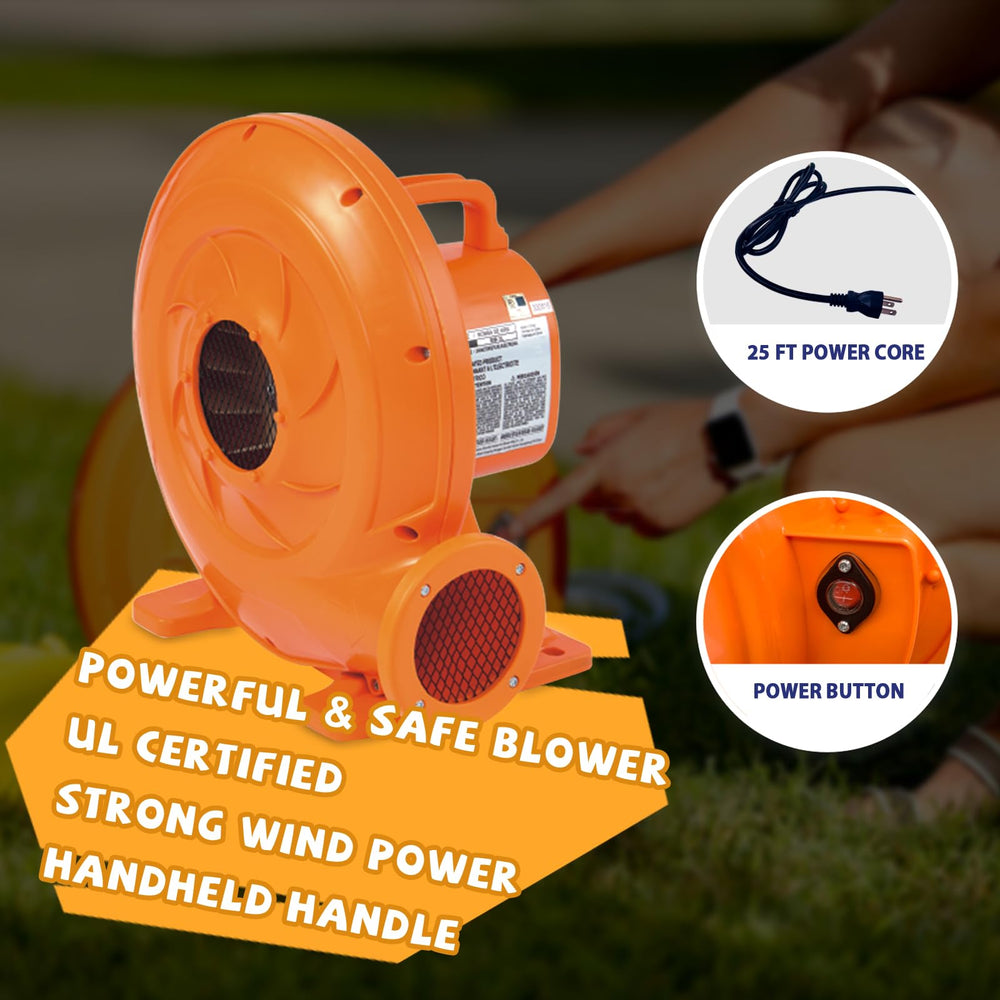 Action Air Bounce House blower-assembly demonstrates quick setup and steady airflow.