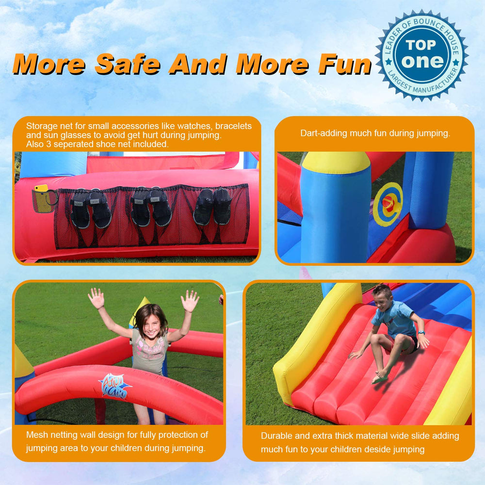 Action Air Bounce House mesh safety net secures play area during jumping