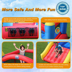 Action Air Bounce House mesh safety net secures play area during jumping