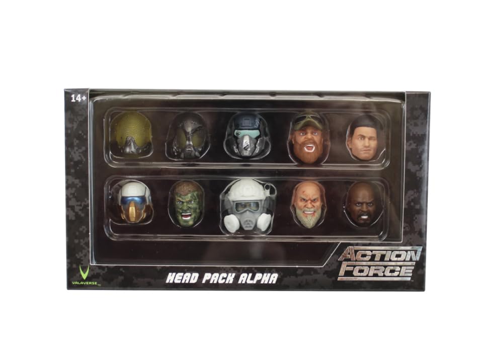Action Force Valaverse Series 5 Head Pack Alpha heroes, ready to customize your 6-inch figures.