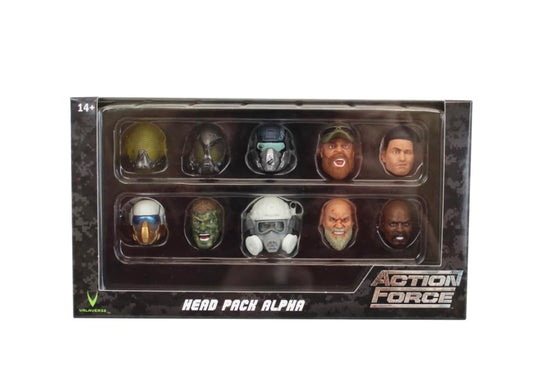 Action Force Valaverse Series 5 Head Pack Alpha heroes, ready to customize your 6-inch figures.