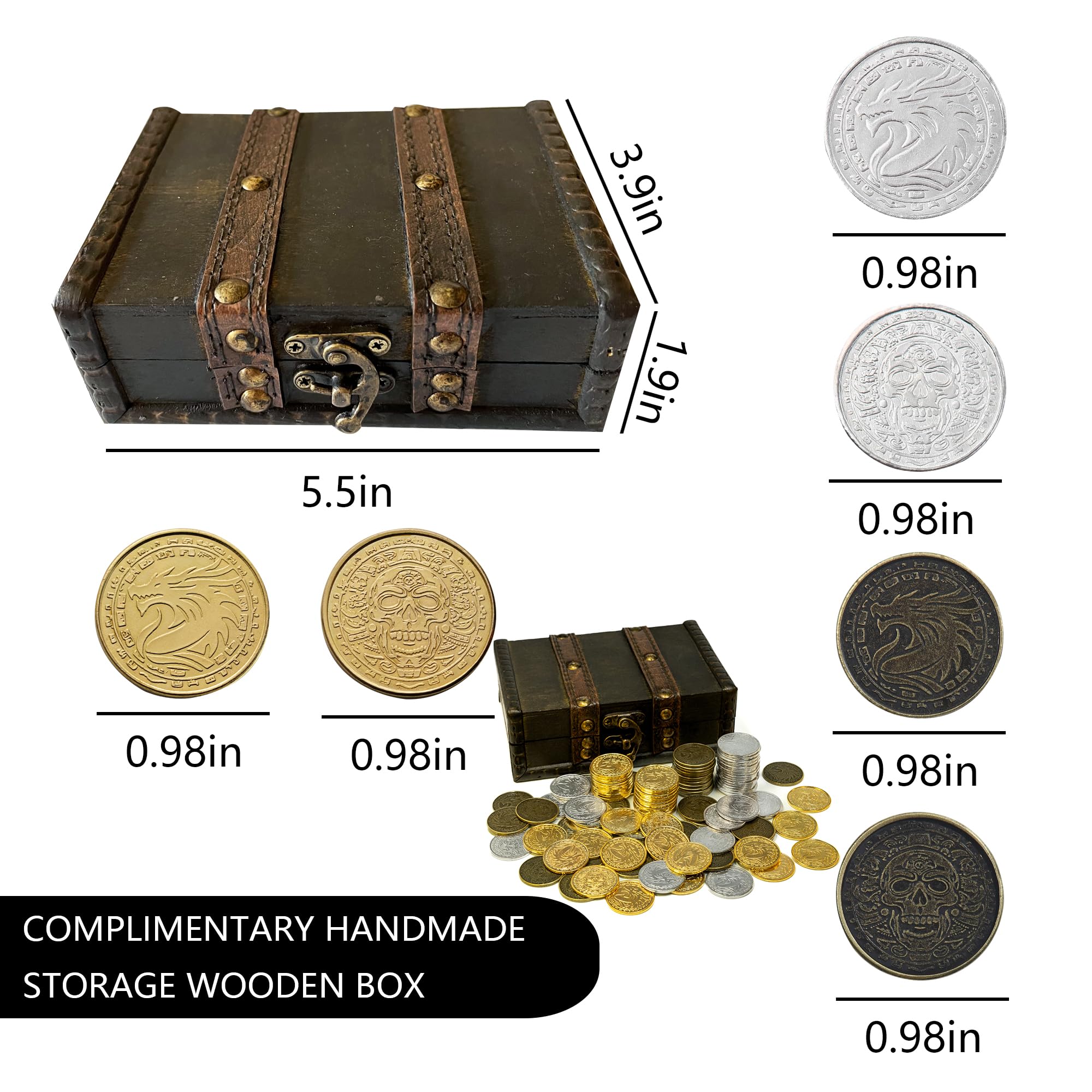 ActionDrake metal pirate coins in silver for scavenger hunts.
