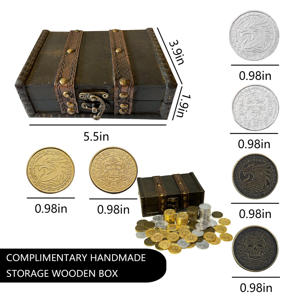 ActionDrake metal pirate coins in silver for scavenger hunts.