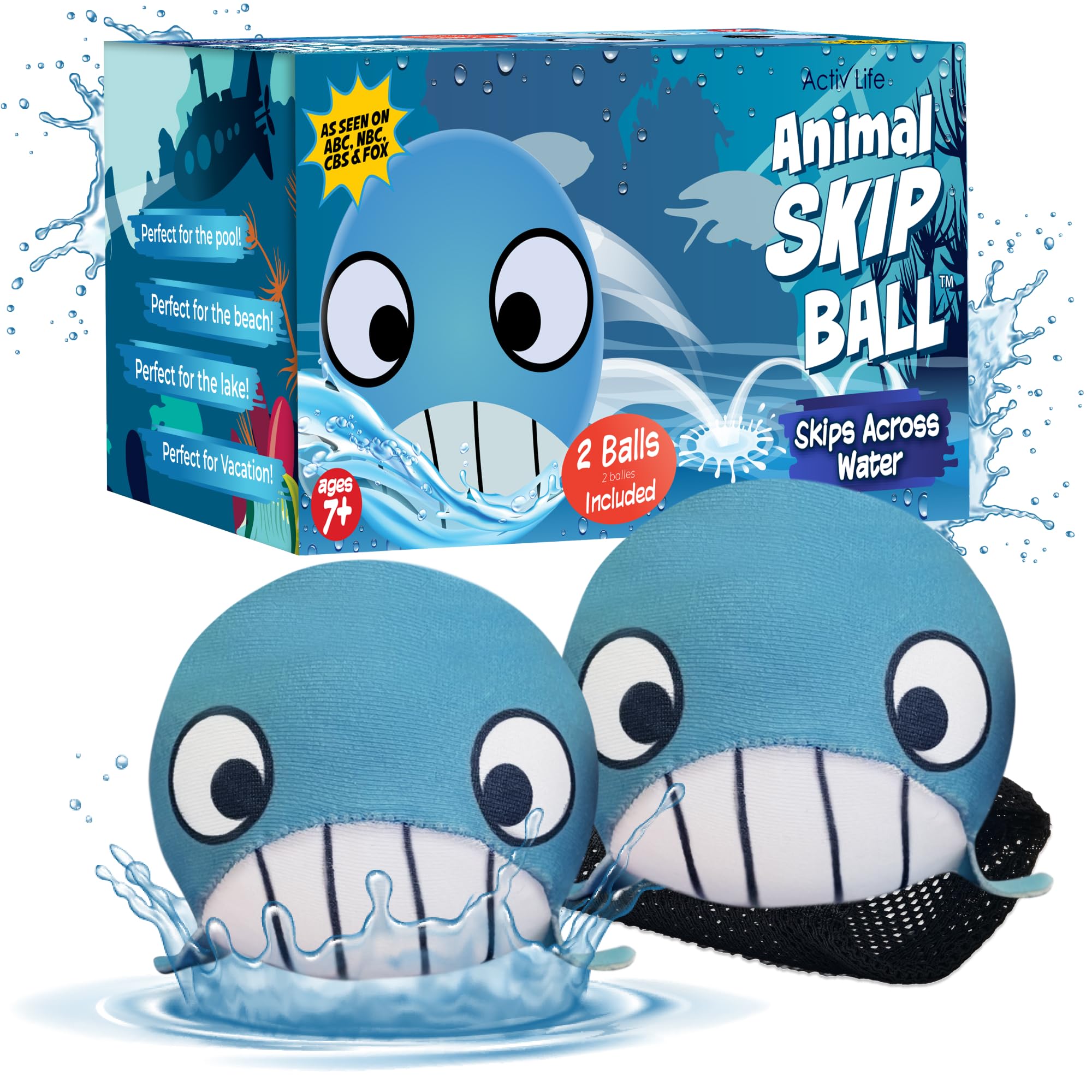 Activ Life skip ball whale on the beach for lively seaside play.