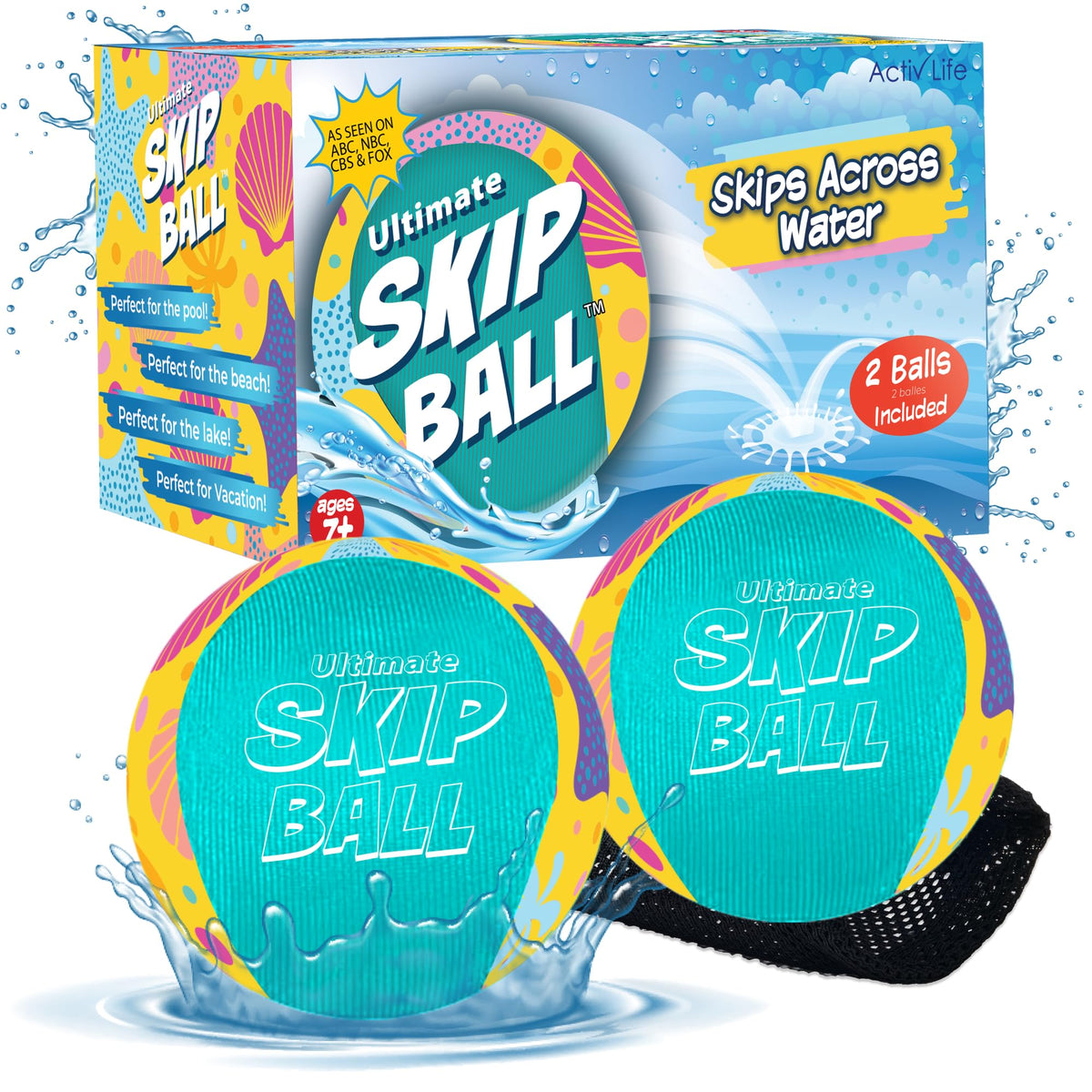 Activ Life yellow shell skip ball pack ready for beach play.