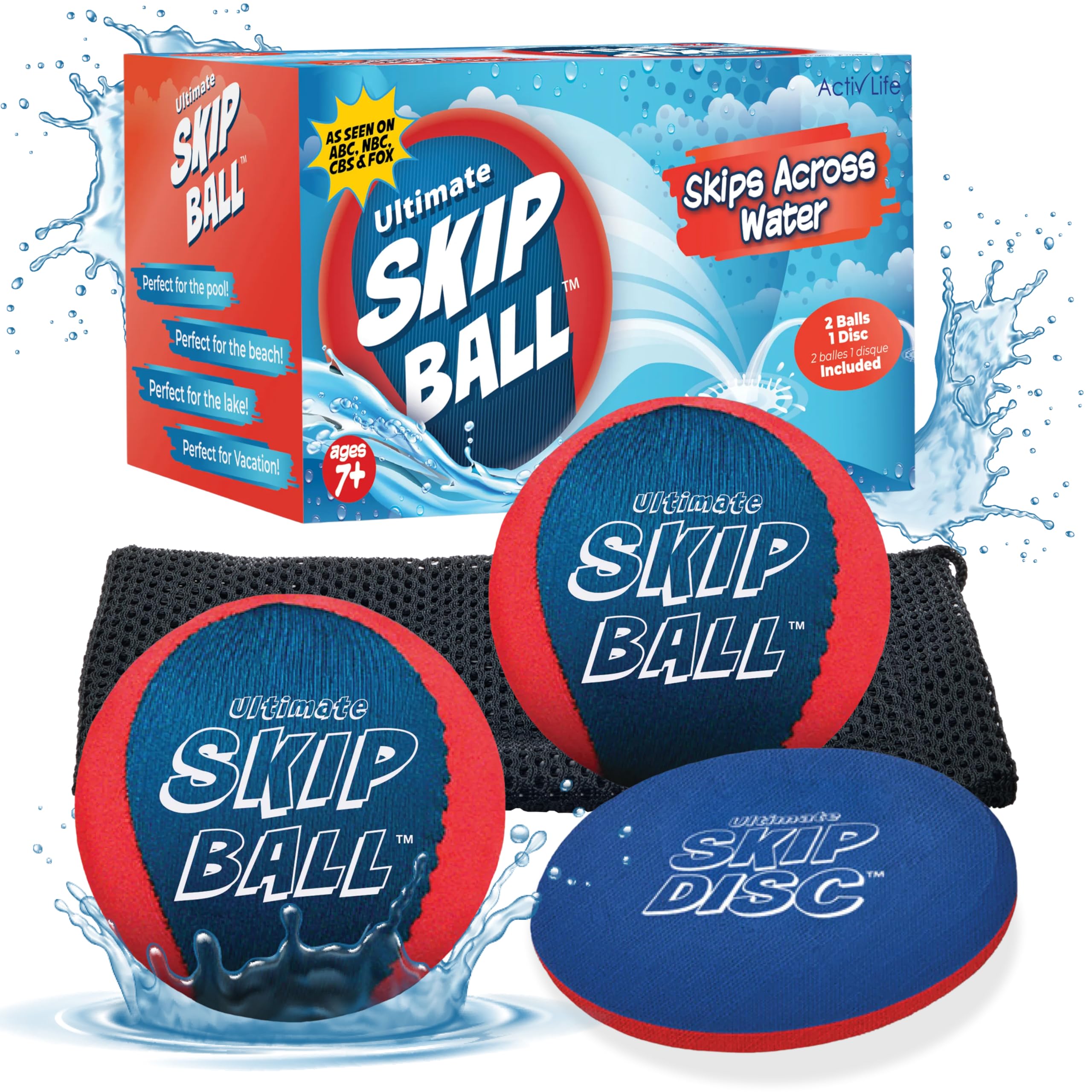 Activ Life Ultimate Skip Ball 2-pack in red and blue for outdoor play.