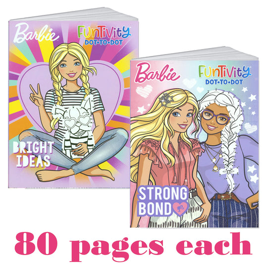 Open pages of Activity Book Barbie Funtivity dot-to-dot for guidance.